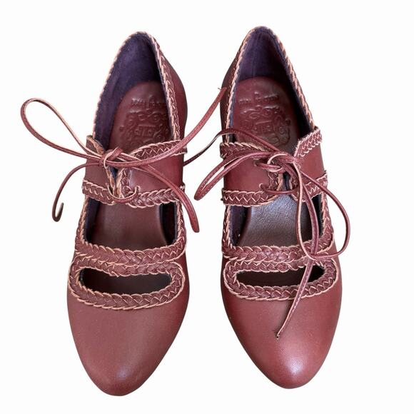 Bali Elf Maroon Leather Mary Jane Oxford Heels Size 8.5 NWOB - Picture 2 of 12